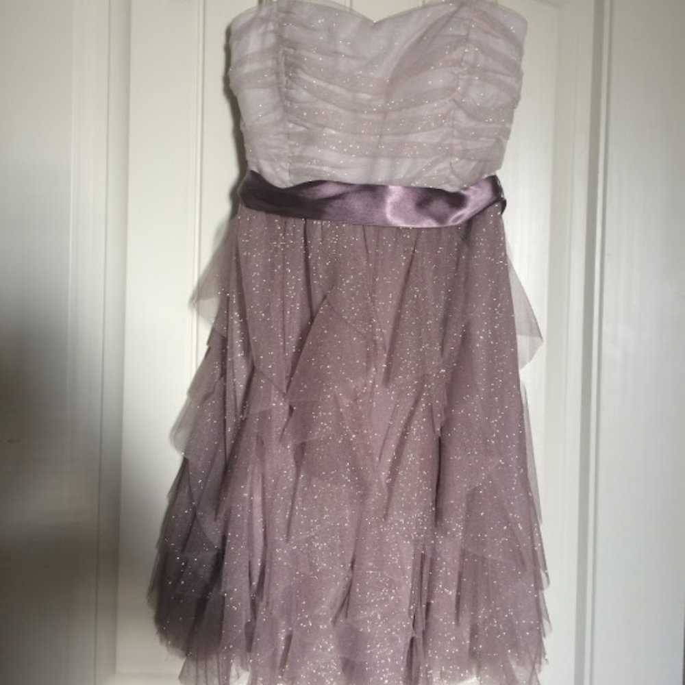 strapless Mauve/Purple glitter short dress